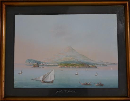 19th century Neapolitan School Isola di Nisita; Procita; Capri and Ischia overall 7.25 x 9.5in.